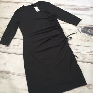 Banana Republic Midi Dress Black Ruched Tie Large